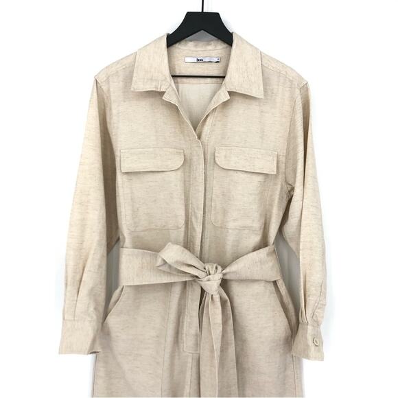 BOA Linen Blend Belted Jumpsuit Cream S - Picture 2 of 16